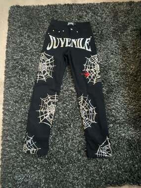 Juvenile Black Rhinestone Spider Web Graphic Denim Jeans